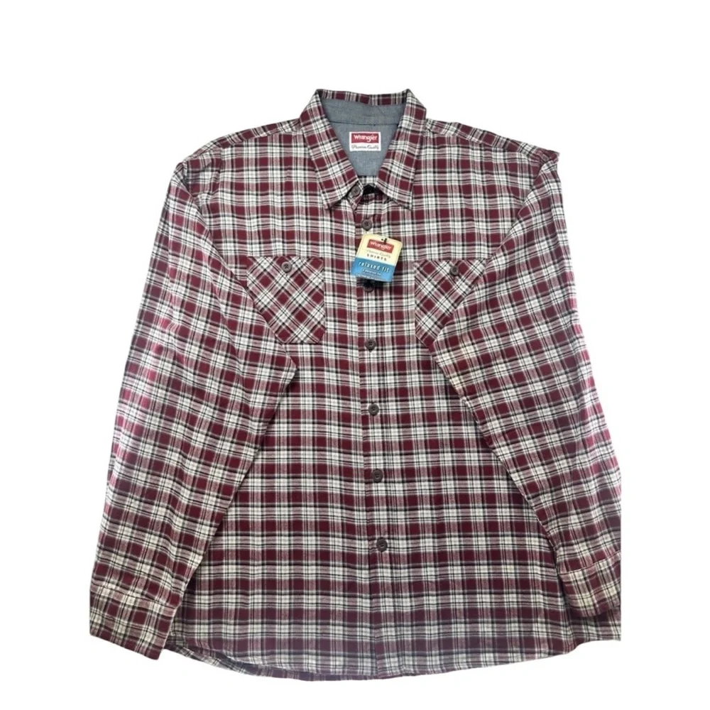 Wrangler Men's 3XL Red Plaid Flannel Shirt NWT Premium Quality‎
